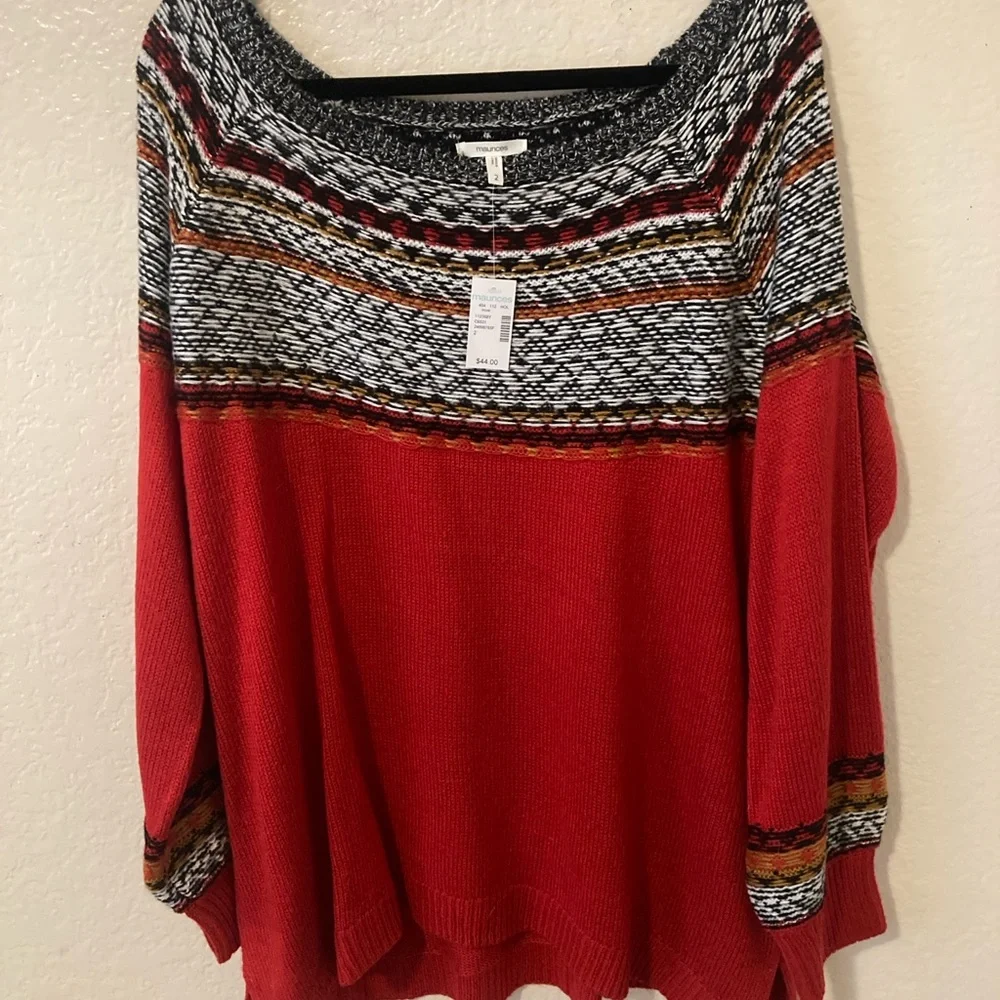 Maurices Red and Black Patterned Sweater - Picture 1 of 3